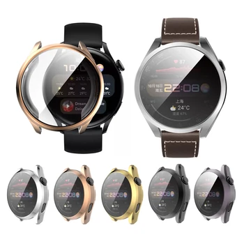 TPU Soft Shell Full Glass Screen Protector Чехол Рамка Для Huawei Watch 3/3 Pro 48/46 мм Smartwatch 3pro Защитный Бампер