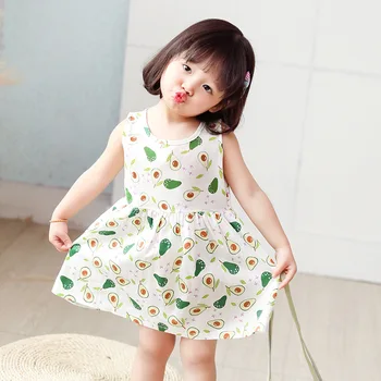Платья для девочек 2021, летние детские хлопковые платья принцессы для детей, корейская детская одежда для девочек, дешевые вещи с фруктовым принтом