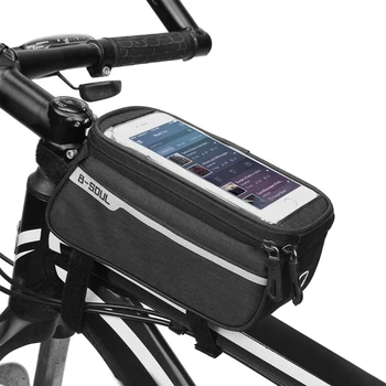 Велосипедная сумка с передней трубкой, велосипедные сумки MTB, сумка для телефона с верхней трубкой для велосипеда с экраном размером 6 дюймов, сумка для передней рамы велосипеда с отверстием для наушников